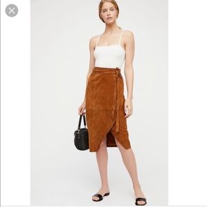 NWOT Free People Suede Wrap Skirt